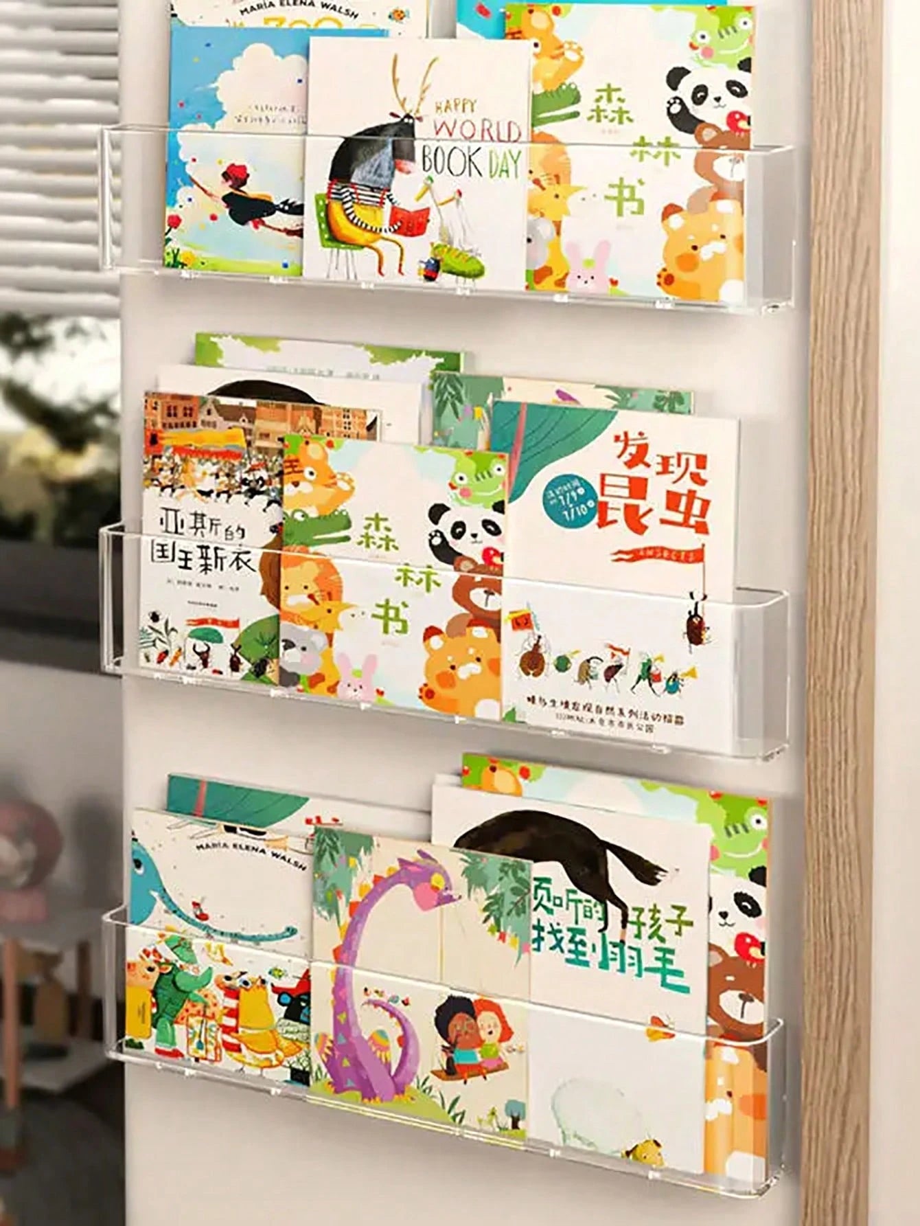 1pc Acrylic Book Display Rack, Wall Hanging Bookshelf For Children, Magazine Storage, Easy Installation Reading Rack
