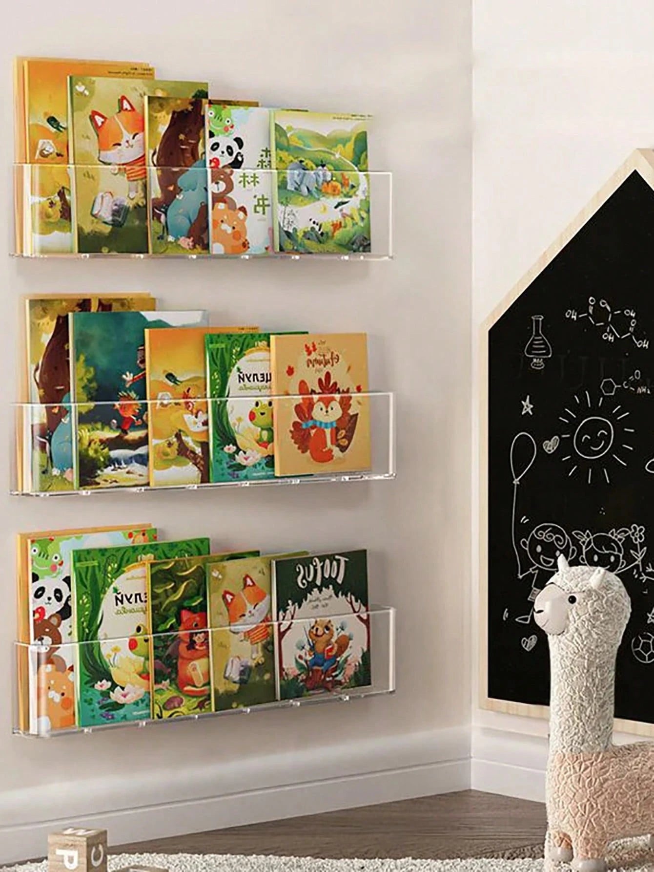 1pc Acrylic Book Display Rack, Wall Hanging Bookshelf For Children, Magazine Storage, Easy Installation Reading Rack