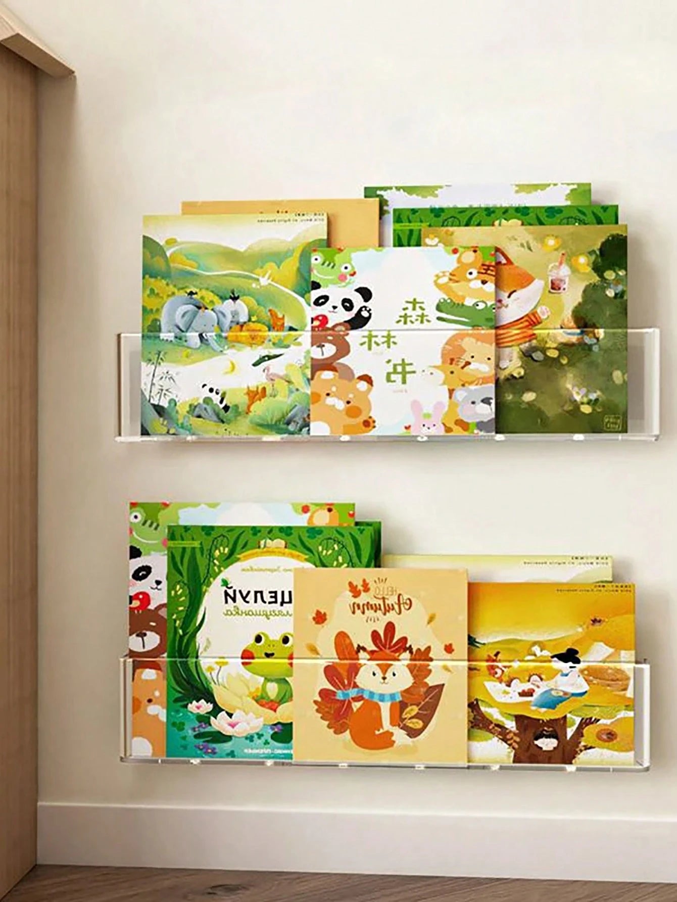 1pc Acrylic Book Display Rack, Wall Hanging Bookshelf For Children, Magazine Storage, Easy Installation Reading Rack