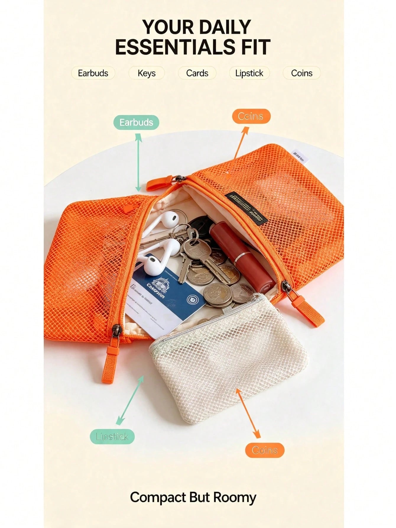 1pc Adjustable Crossbody Phone Lanyard With Mesh Zipper Pouch, Anti-Lost & Anti-Drop Neck Strap For Phone, Keys & Small Essentials, Casual Outdoor Phone Accessory