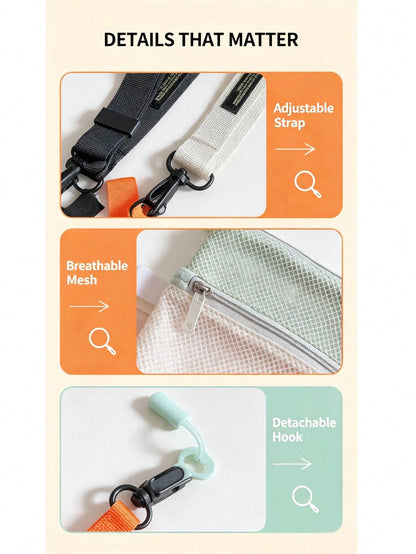 1pc Adjustable Crossbody Phone Lanyard With Mesh Zipper Pouch, Anti-Lost & Anti-Drop Neck Strap For Phone, Keys & Small Essentials, Casual Outdoor Phone Accessory