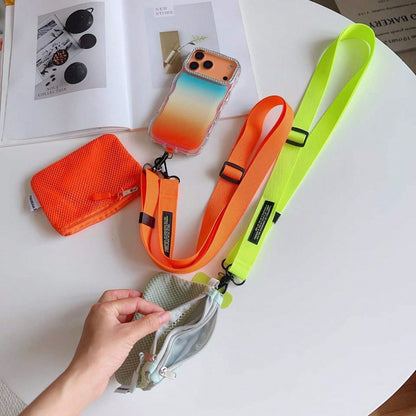 1pc Adjustable Crossbody Phone Lanyard With Mesh Zipper Pouch, Anti-Lost & Anti-Drop Neck Strap For Phone, Keys & Small Essentials, Casual Outdoor Phone Accessory