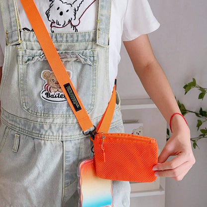1pc Adjustable Crossbody Phone Lanyard With Mesh Zipper Pouch, Anti-Lost & Anti-Drop Neck Strap For Phone, Keys & Small Essentials, Casual Outdoor Phone Accessory