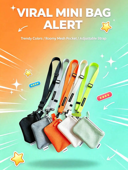 1pc Adjustable Crossbody Phone Lanyard With Mesh Zipper Pouch, Anti-Lost & Anti-Drop Neck Strap For Phone, Keys & Small Essentials, Casual Outdoor Phone Accessory