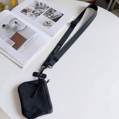 1pc Adjustable Crossbody Phone Lanyard With Mesh Zipper Pouch, Anti-Lost & Anti-Drop Neck Strap For Phone, Keys & Small Essentials, Casual Outdoor Phone Accessory