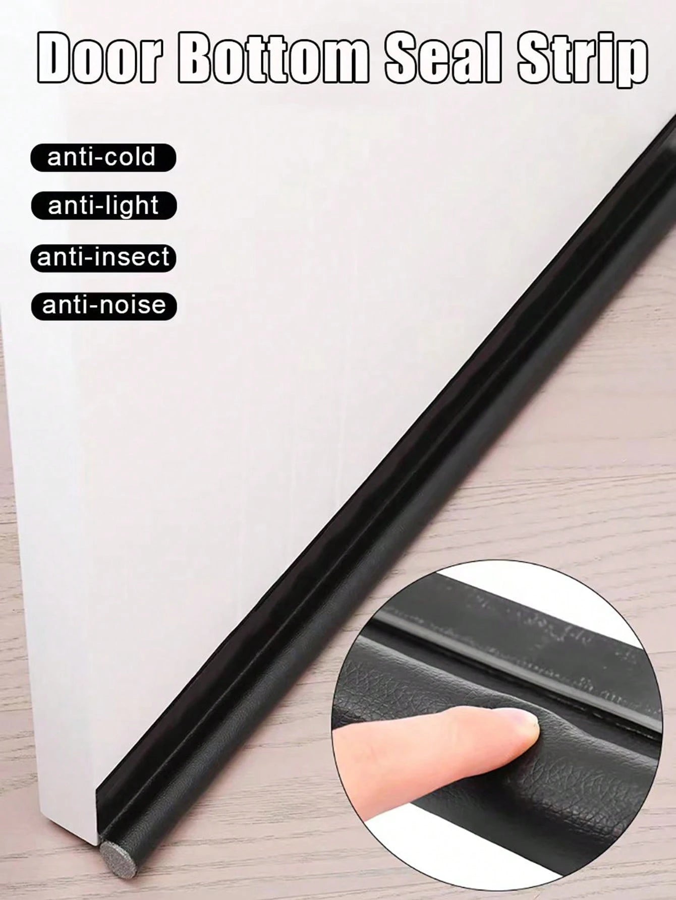 1pc Adjustable Door Bottom Seal Strip Weatherstrip Under Door Draft Stopper Anti-Cold One Side Gap Blocker Foam Weather Strip, Back To School Supplies