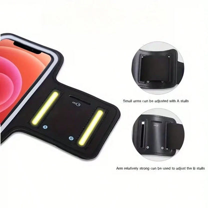 1pc Adjustable Sports Phone Holder, Compatible With IPhone 16 Pro Max/15 Pro Max/14 Pro Max/13 Pro Max And Other Devices Up To 7 Inches, With Keychain, Black