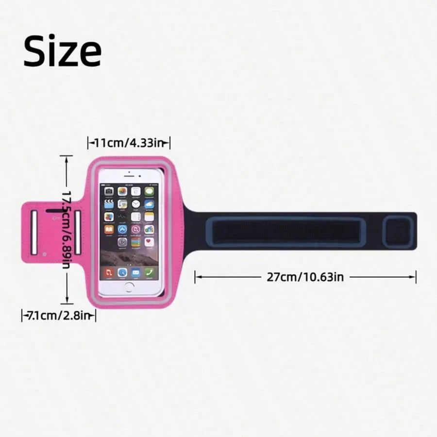 1pc Adjustable Sports Phone Holder, Compatible With IPhone 16 Pro Max/15 Pro Max/14 Pro Max/13 Pro Max And Other Devices Up To 7 Inches, With Keychain, Black