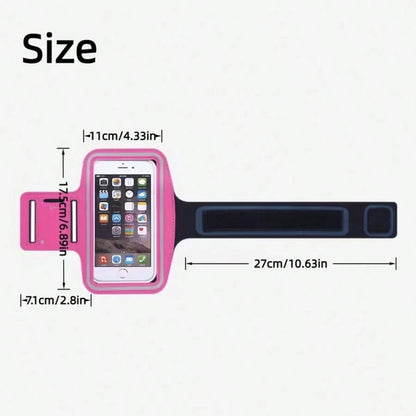 1pc Adjustable Sports Phone Holder, Compatible With IPhone 16 Pro Max/15 Pro Max/14 Pro Max/13 Pro Max And Other Devices Up To 7 Inches, With Keychain, Black