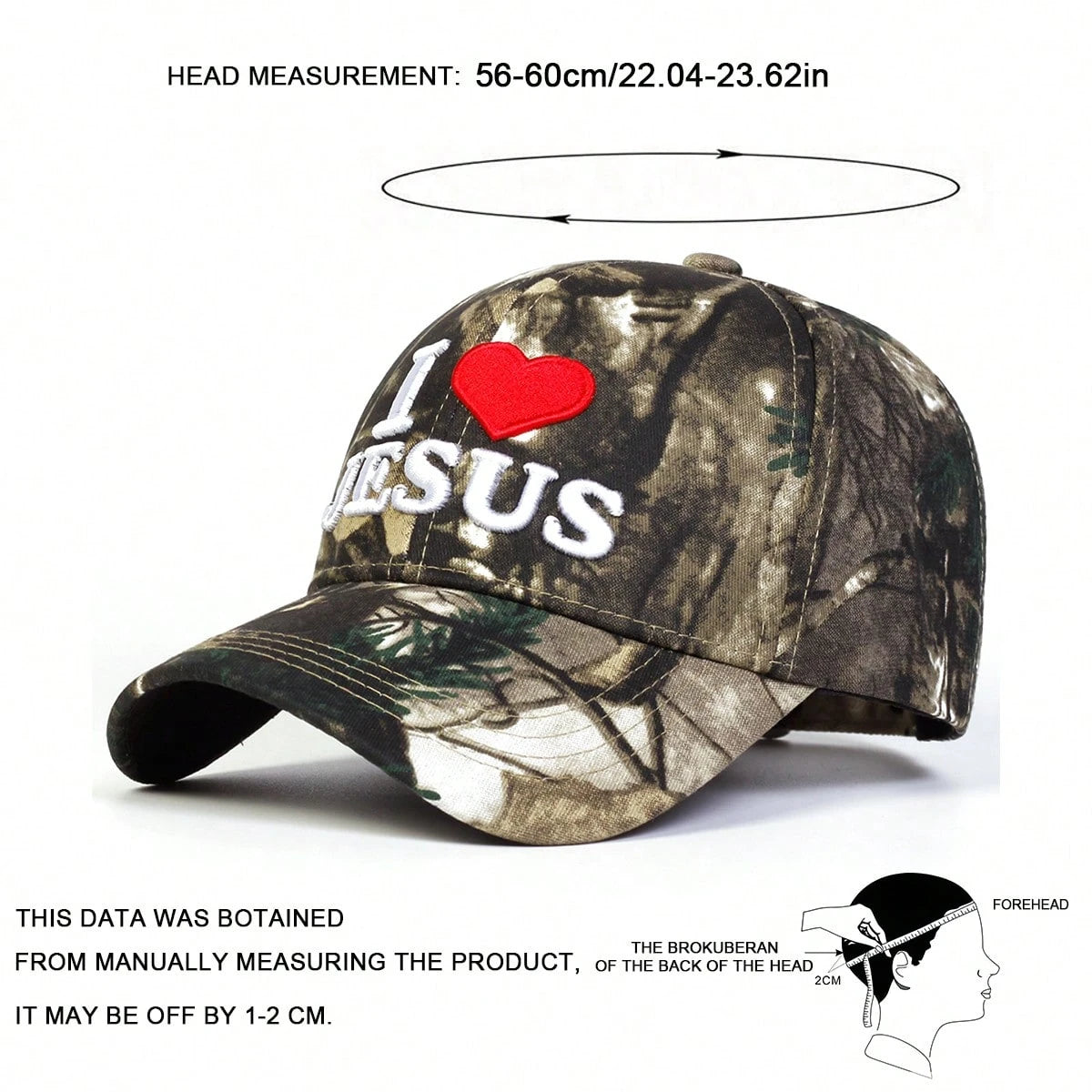 1pc Adjustable Unisex "I Love Jesus" Embroidered Camouflage Baseball Cap, Casual Sun Protection Hat Suitable For Spring,Autumn Outdoor,Travel,Beach,Party