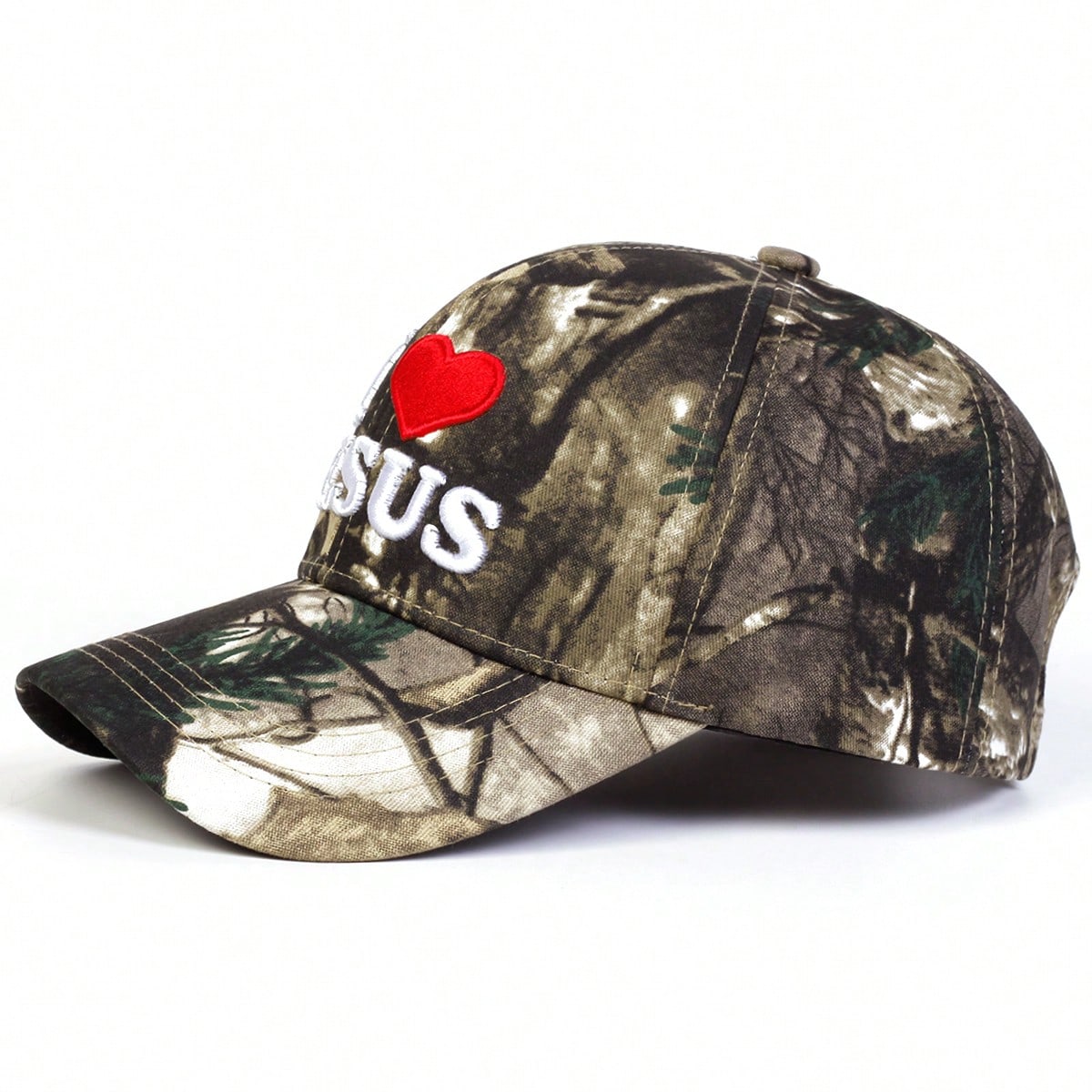 1pc Adjustable Unisex "I Love Jesus" Embroidered Camouflage Baseball Cap, Casual Sun Protection Hat Suitable For Spring,Autumn Outdoor,Travel,Beach,Party