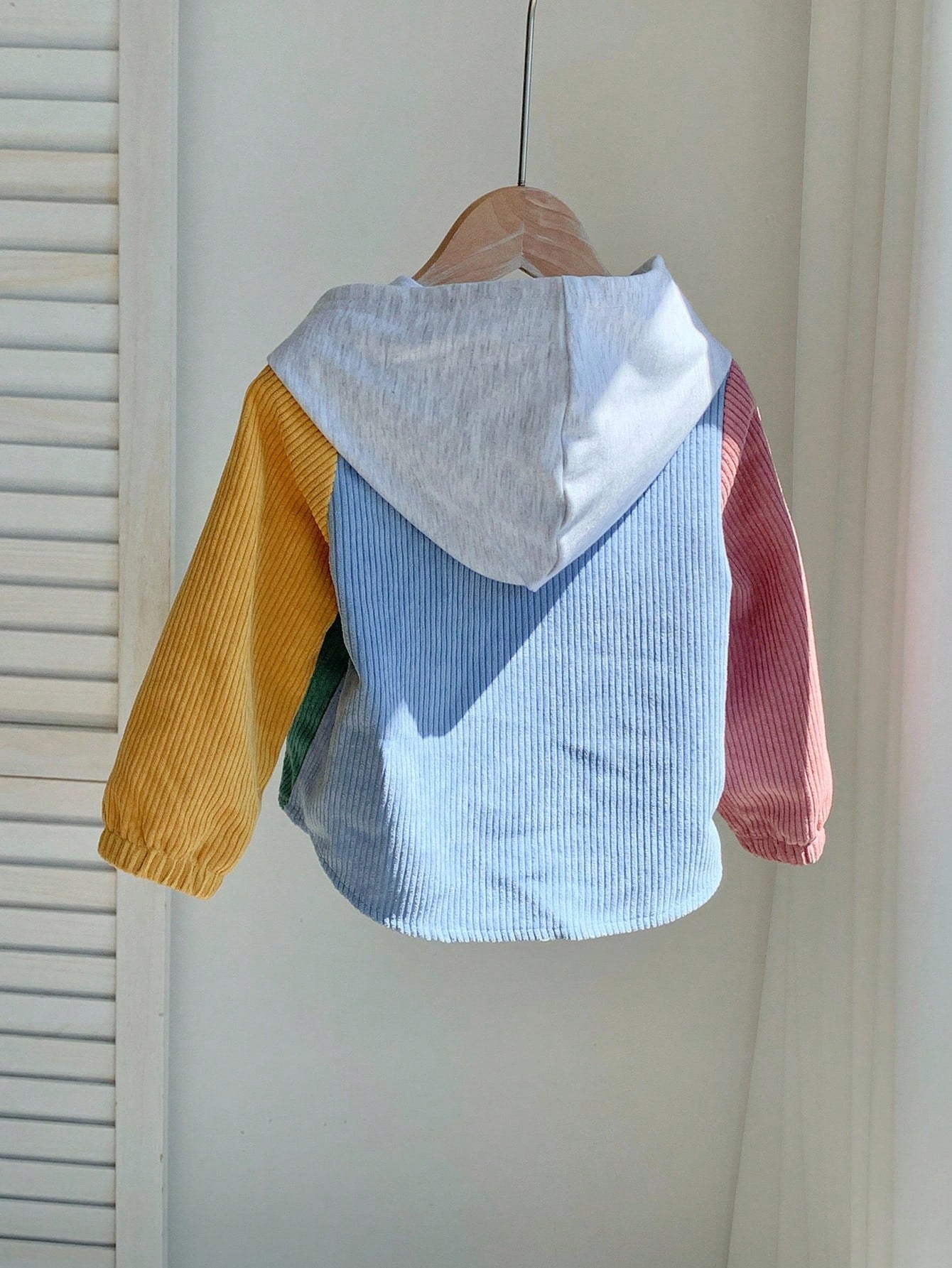 1pc Baby Boy Casual Corduroy Patchwork Hooded Shacket,Suitable For Autumn/Winter/Summer Hoodie Jacket Cardigan Sweater Spring Fall