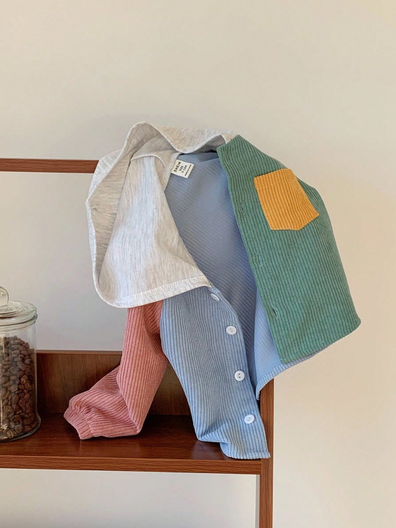 1pc Baby Boy Casual Corduroy Patchwork Hooded Shacket,Suitable For Autumn/Winter/Summer Hoodie Jacket Cardigan Sweater Spring Fall
