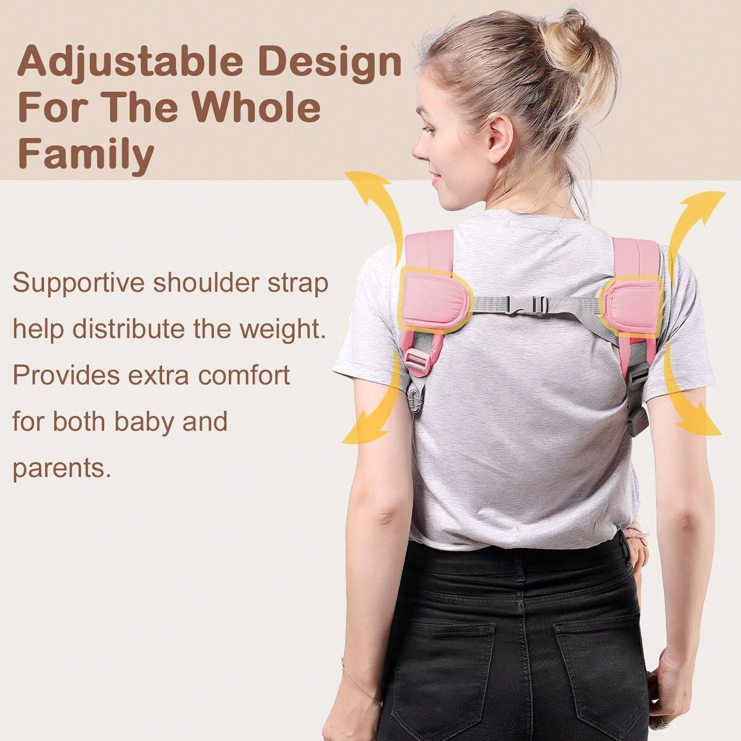 1pc Baby Carrier Newborn To Toddler(7-30lbs), Toddler Carrier With Adjustable Shoulder Strap, Baby Holder Carrier With Breathable Mesh Fabric, Pink
