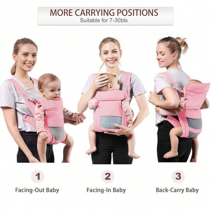 1pc Baby Carrier Newborn To Toddler(7-30lbs), Toddler Carrier With Adjustable Shoulder Strap, Baby Holder Carrier With Breathable Mesh Fabric, Pink
