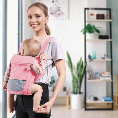 1pc Baby Carrier Newborn To Toddler(7-30lbs), Toddler Carrier With Adjustable Shoulder Strap, Baby Holder Carrier With Breathable Mesh Fabric, Pink