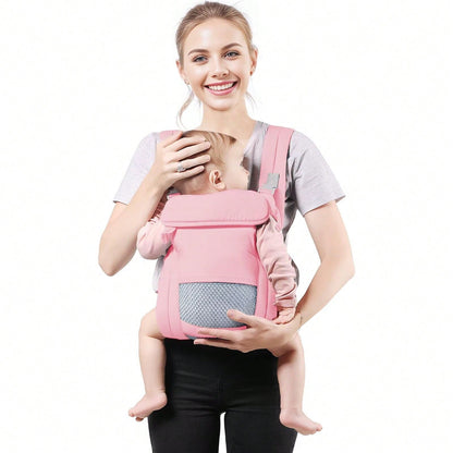 1pc Baby Carrier Newborn To Toddler(7-30lbs), Toddler Carrier With Adjustable Shoulder Strap, Baby Holder Carrier With Breathable Mesh Fabric, Pink