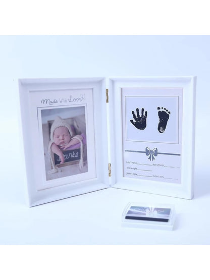 1pc Baby One-Month Commemorative Frame With Hand & Foot Prints Pattern And Random Photo Frame Design Baby Shower Family Decorations Gifts Baby Shower Easter Gifts Things For Girls/Boys