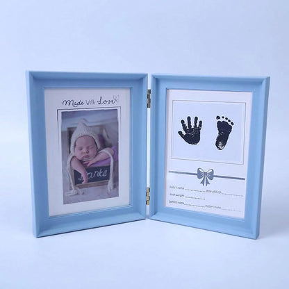 1pc Baby One-Month Commemorative Frame With Hand & Foot Prints Pattern And Random Photo Frame Design Baby Shower Family Decorations Gifts Baby Shower Easter Gifts Things For Girls/Boys