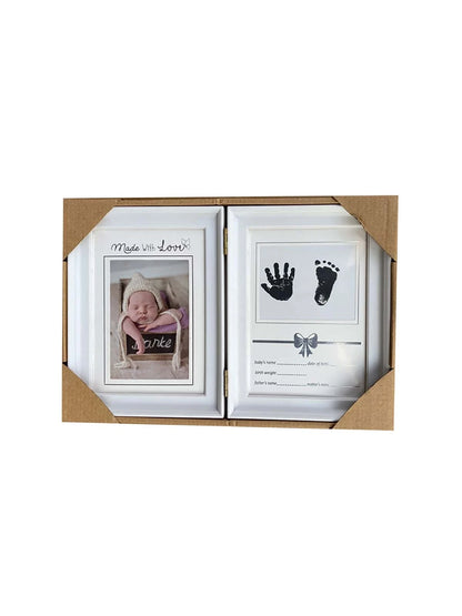 1pc Baby One-Month Commemorative Frame With Hand & Foot Prints Pattern And Random Photo Frame Design Baby Shower Family Decorations Gifts Baby Shower Easter Gifts Things For Girls/Boys