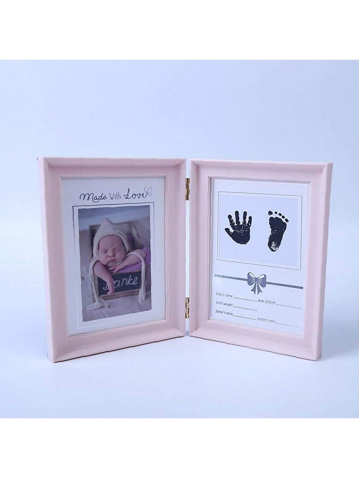 1pc Baby One-Month Commemorative Frame With Hand & Foot Prints Pattern And Random Photo Frame Design Baby Shower Family Decorations Gifts Baby Shower Easter Gifts Things For Girls/Boys