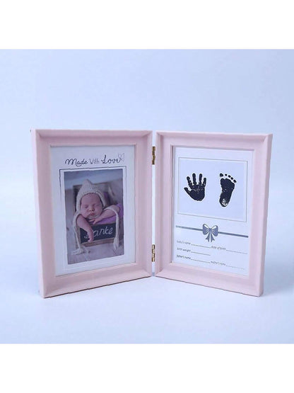 1pc Baby One-Month Commemorative Frame With Hand & Foot Prints Pattern And Random Photo Frame Design Baby Shower Family Decorations Gifts Baby Shower Easter Gifts Things For Girls/Boys