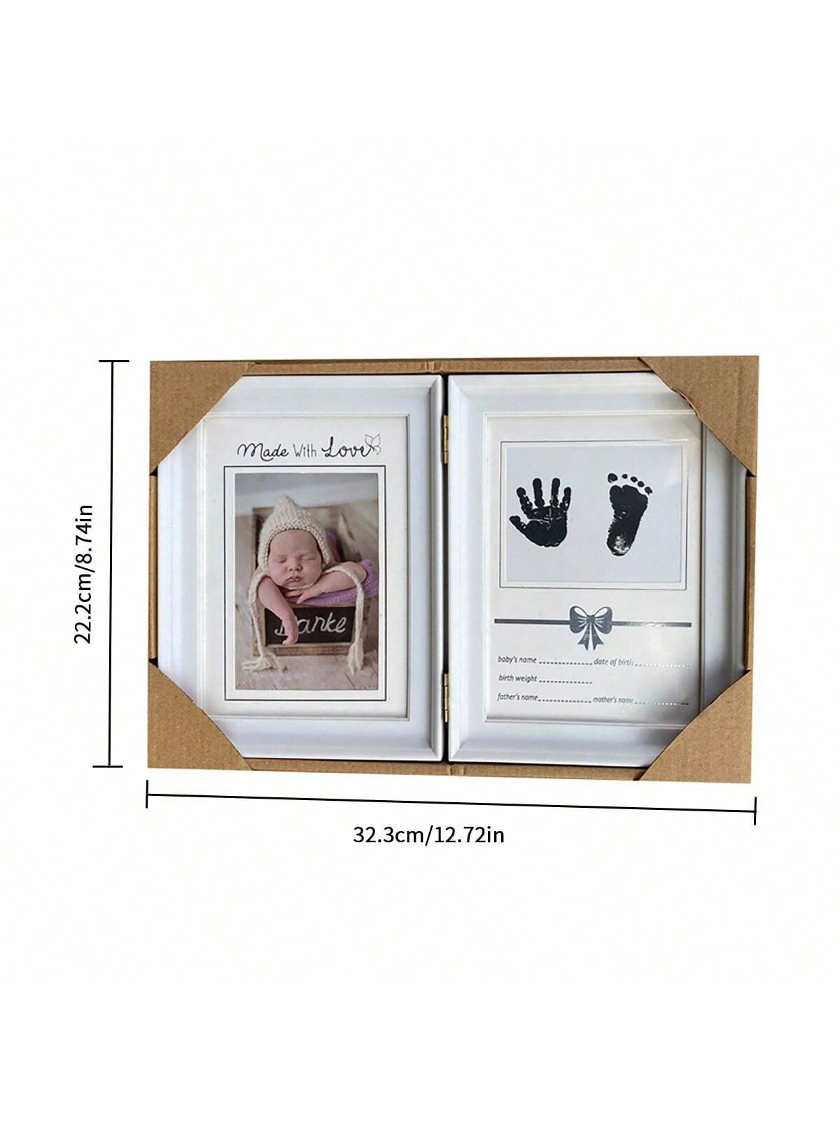 1pc Baby One-Month Commemorative Frame With Hand & Foot Prints Pattern And Random Photo Frame Design Baby Shower Family Decorations Gifts Baby Shower Easter Gifts Things For Girls/Boys