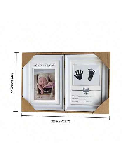 1pc Baby One-Month Commemorative Frame With Hand & Foot Prints Pattern And Random Photo Frame Design Baby Shower Family Decorations Gifts Baby Shower Easter Gifts Things For Girls/Boys