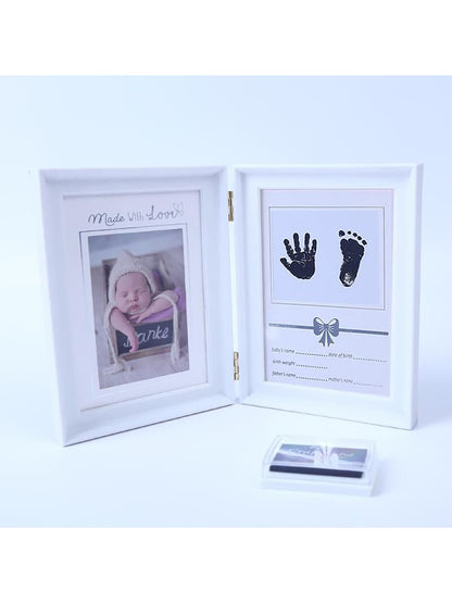1pc Baby One-Month Commemorative Frame With Hand & Foot Prints Pattern And Random Photo Frame Design Baby Shower Family Decorations Gifts Baby Shower Easter Gifts Things For Girls/Boys