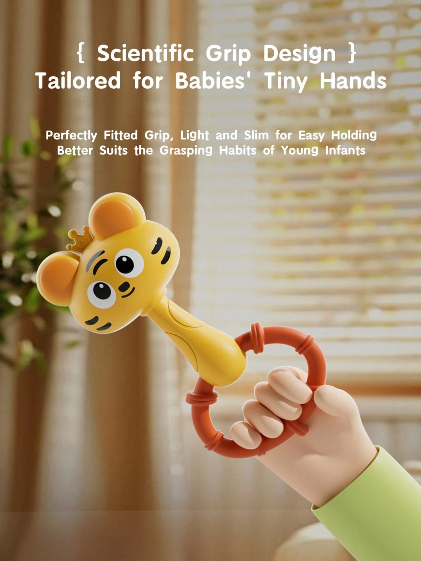 1pc Baby Rattle Toy- Early Learning Toy For Children, Can Strengthen Grip And Motor Skills, Promote Visual And Auditory Development, Manual Shake To Make Sound, Infant Educational Toy, Ideal Gift For
