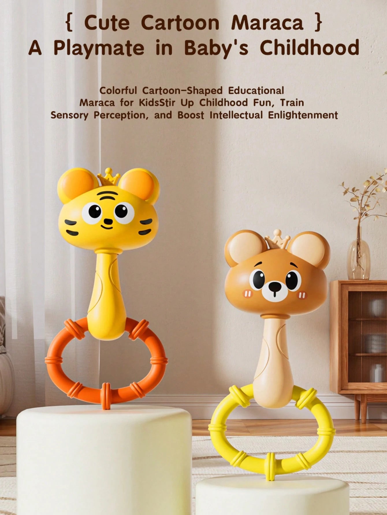 1pc Baby Rattle Toy- Early Learning Toy For Children, Can Strengthen Grip And Motor Skills, Promote Visual And Auditory Development, Manual Shake To Make Sound, Infant Educational Toy, Ideal Gift For