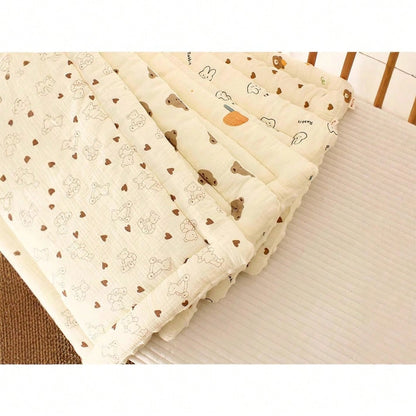 1pc Baby Seat Cushion, Cartoon Animal Print, Double-Sided, One Side Plush Polyester Fabric, Soft & Breathable, Can Be Used As Pillow, Universal Fit