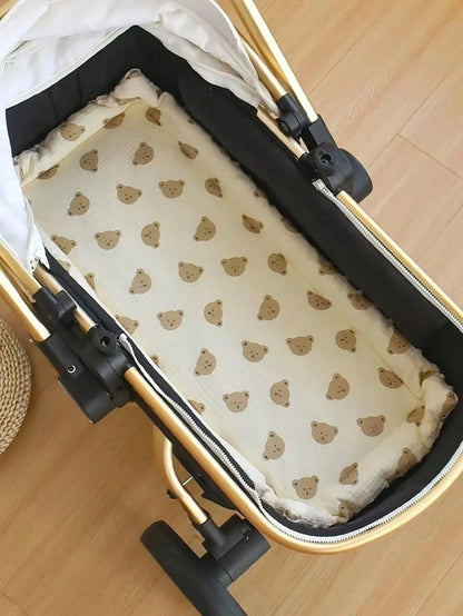 1pc Baby Seat Cushion, Cartoon Animal Print, Double-Sided, One Side Plush Polyester Fabric, Soft & Breathable, Can Be Used As Pillow, Universal Fit