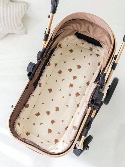 1pc Baby Seat Cushion, Cartoon Animal Print, Double-Sided, One Side Plush Polyester Fabric, Soft & Breathable, Can Be Used As Pillow, Universal Fit