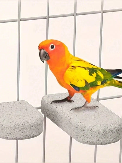 1pc Bird Beak Grinding Chewing Toy Parrot Calcium Perch Bird Standing Platform Cage Accessory Suitable For Budgies, Cockatiels, Lovebirds, Canaries