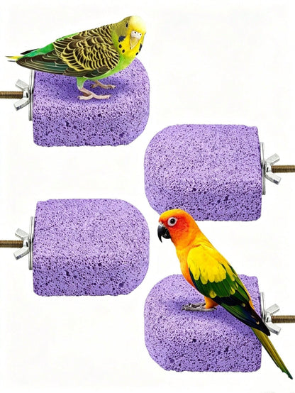 1pc Bird Beak Grinding Chewing Toy Parrot Calcium Perch Bird Standing Platform Cage Accessory Suitable For Budgies, Cockatiels, Lovebirds, Canaries