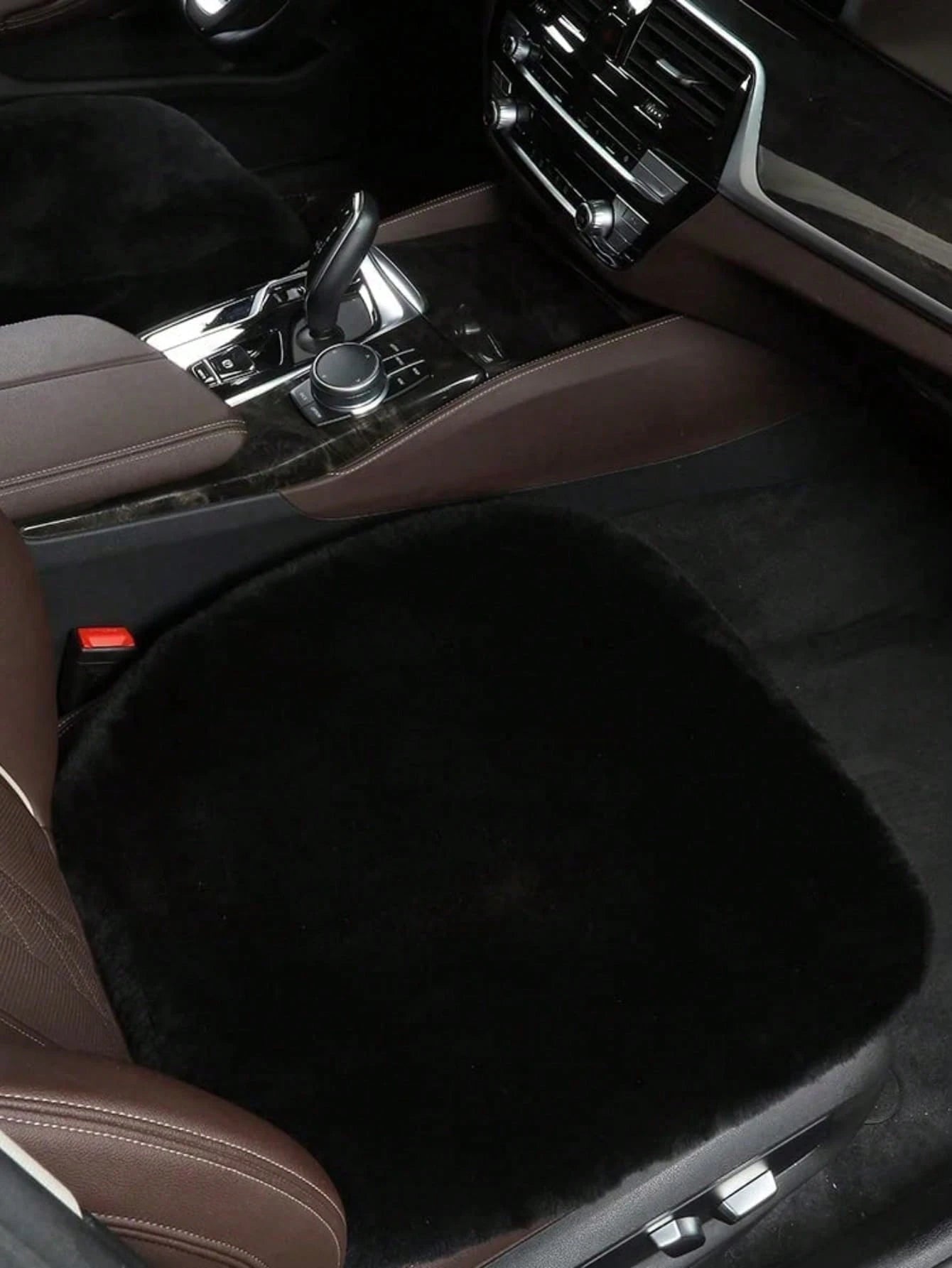 1pc Black Plush Car Front Seat Cover, Universal Car Interior Decoration,Car Accessories