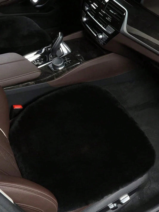 1pc Black Plush Car Front Seat Cover, Universal Car Interior Decoration,Car Accessories