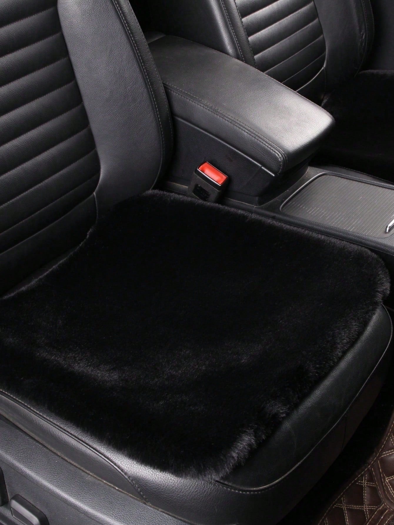 1pc Black Plush Car Front Seat Cover, Universal Car Interior Decoration,Car Accessories