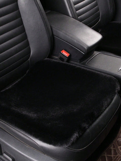 1pc Black Plush Car Front Seat Cover, Universal Car Interior Decoration,Car Accessories