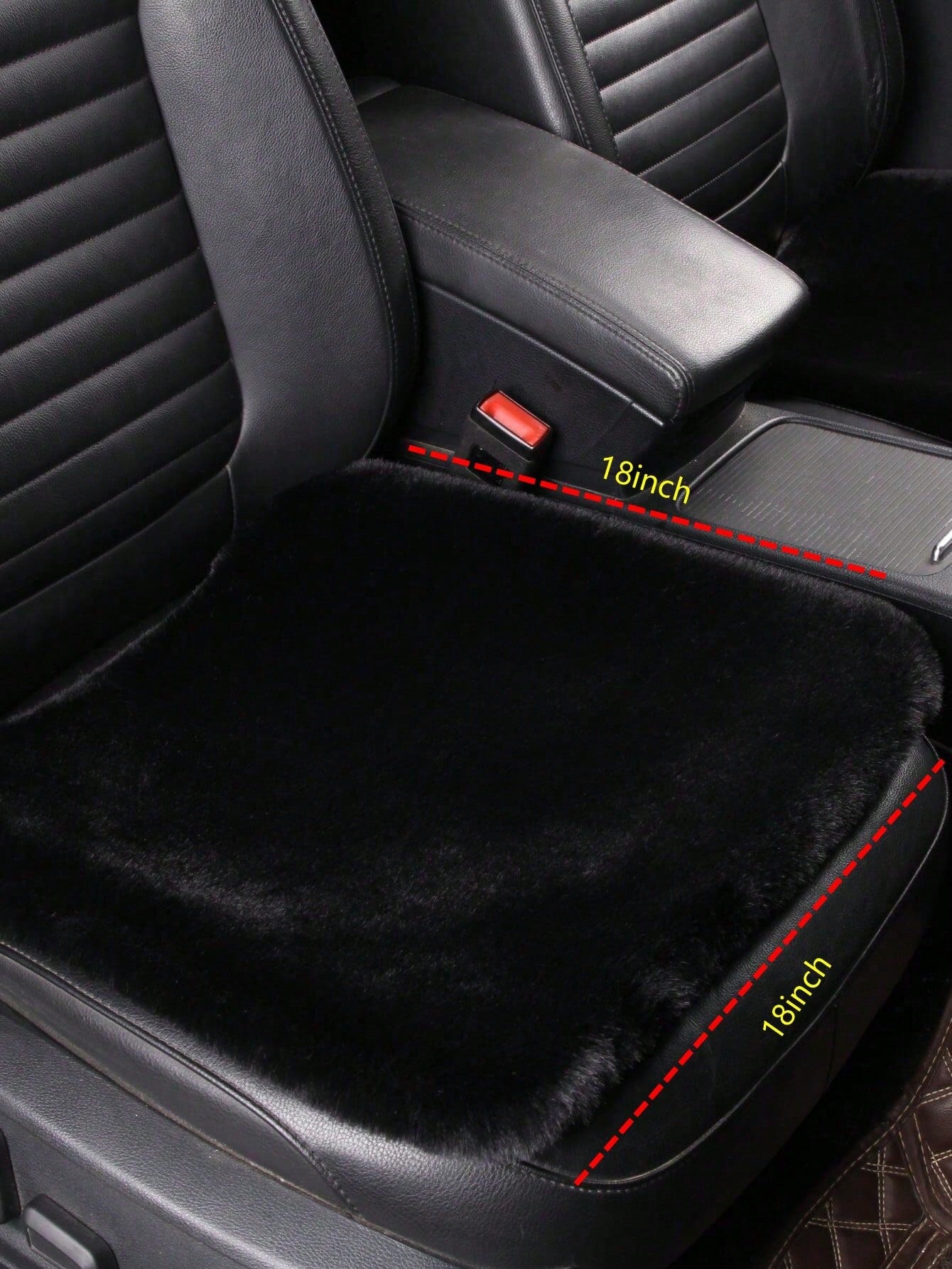 1pc Black Plush Car Front Seat Cover, Universal Car Interior Decoration,Car Accessories