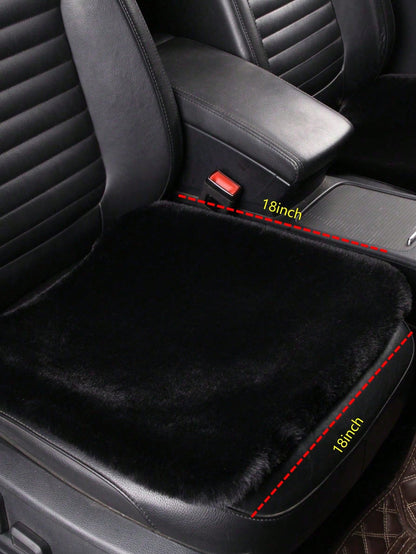 1pc Black Plush Car Front Seat Cover, Universal Car Interior Decoration,Car Accessories