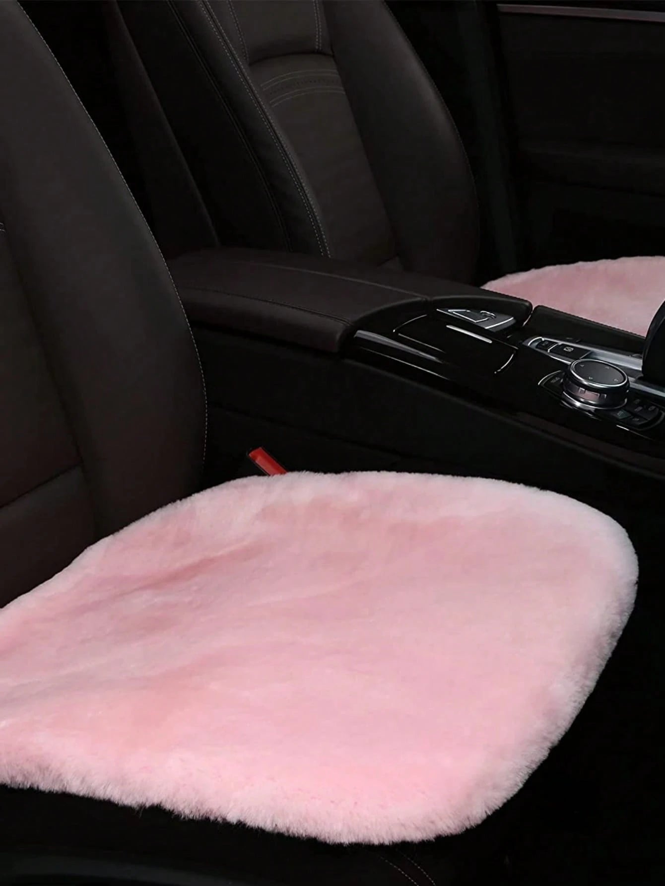 1pc Black Plush Car Front Seat Cover, Universal Car Interior Decoration,Car Accessories
