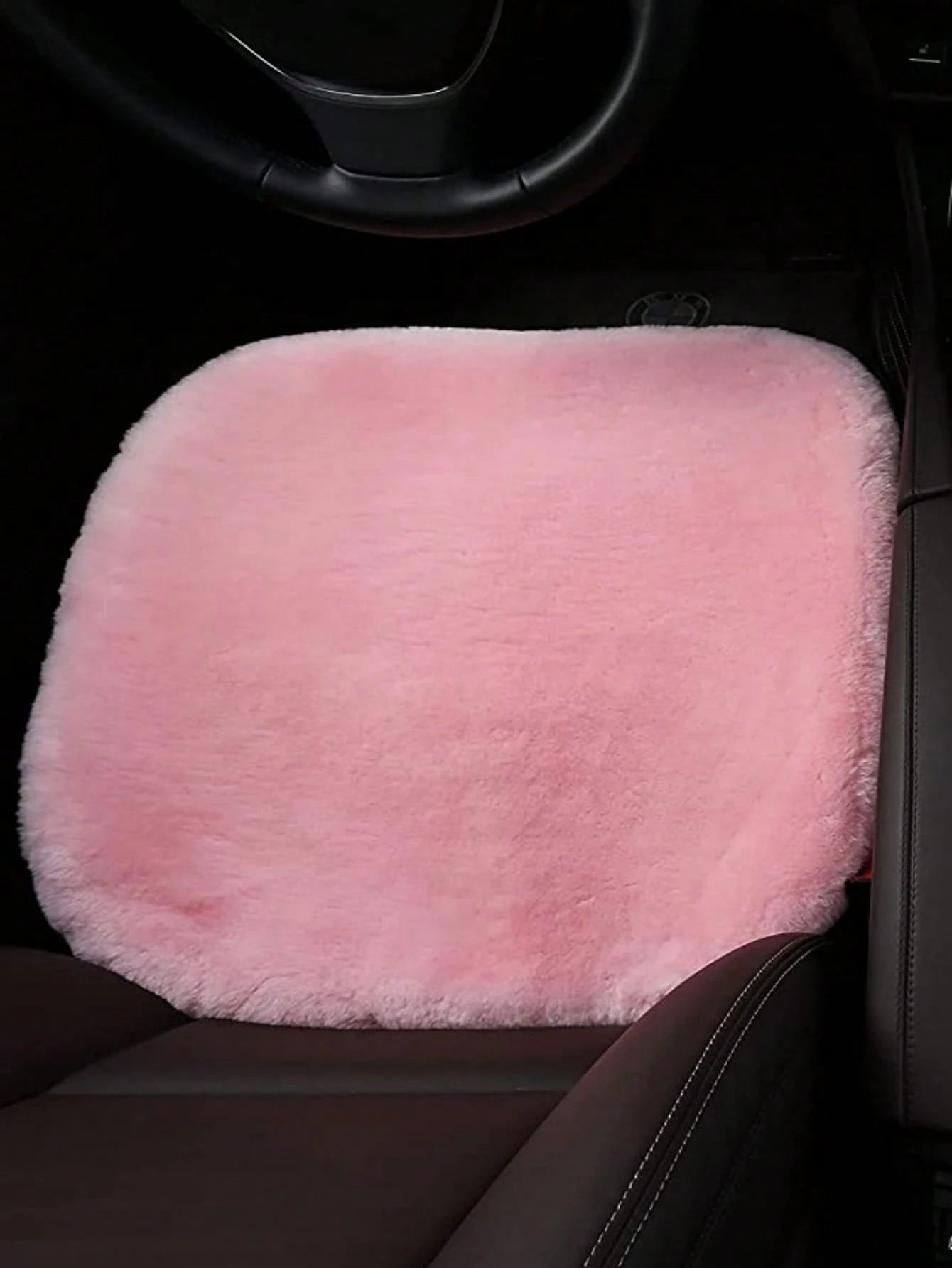 1pc Black Plush Car Front Seat Cover, Universal Car Interior Decoration,Car Accessories