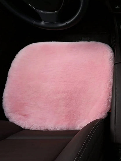 1pc Black Plush Car Front Seat Cover, Universal Car Interior Decoration,Car Accessories