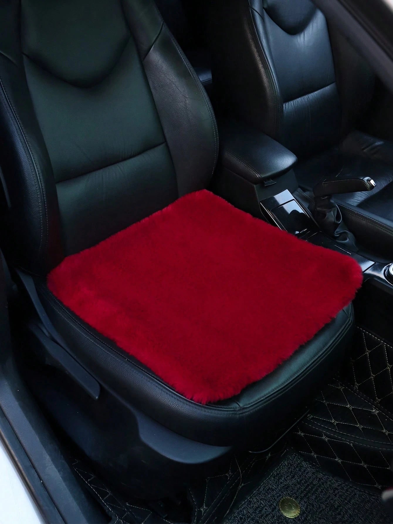1pc Black Plush Car Front Seat Cover, Universal Car Interior Decoration,Car Accessories