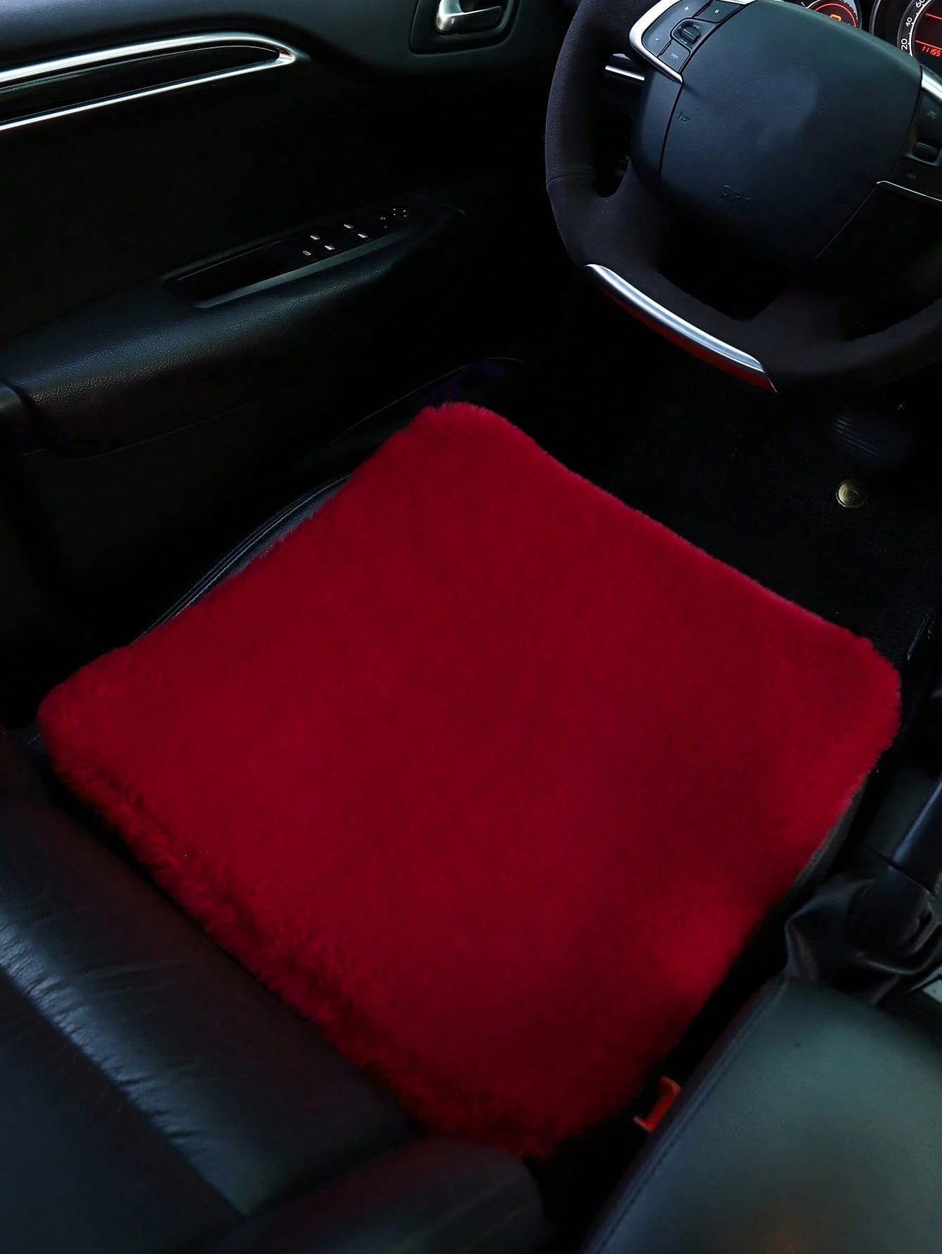 1pc Black Plush Car Front Seat Cover, Universal Car Interior Decoration,Car Accessories