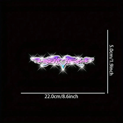 1pc Bling Heart & Wings Stickers, Glitter Vinyl Car Decals For Front/Rear Window, Bumper, Body Decoration, Night Driving