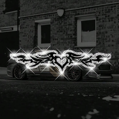 1pc Bling Heart & Wings Stickers, Glitter Vinyl Car Decals For Front/Rear Window, Bumper, Body Decoration, Night Driving