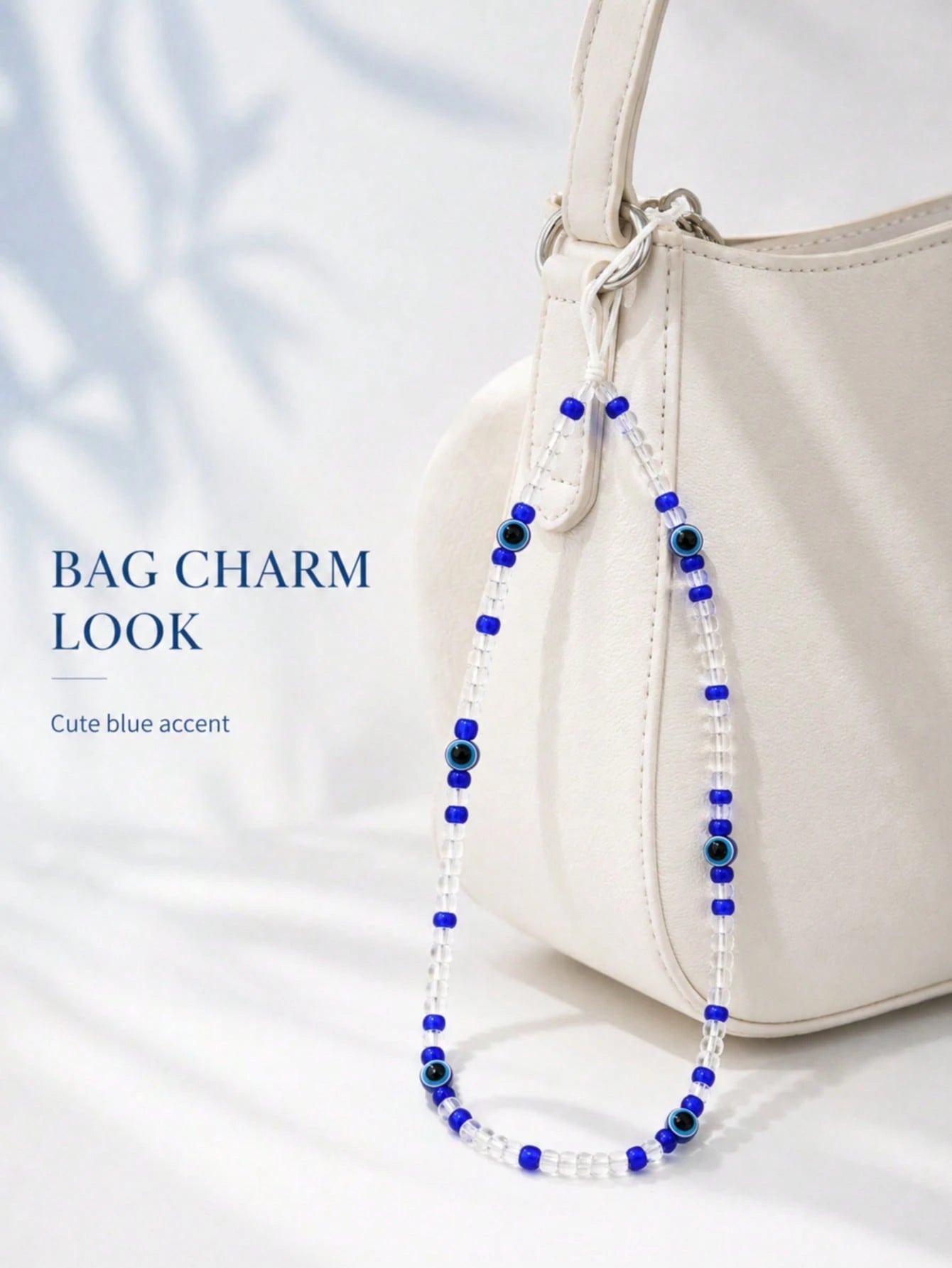 1pc Bohemian Evil Eye Beaded Phone Lanyard Blue Transparent Seed Bead Handmade Thin White String Wrist Strap Decor For Cell Phone CCD Camera Handbag Lucky Amulet Aesthetic Accessory Birthday Gift For